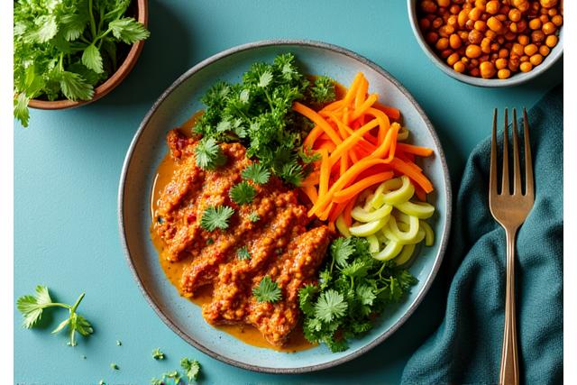 A delicious, vibrant plant-based meal, representing plant-based nutrition.