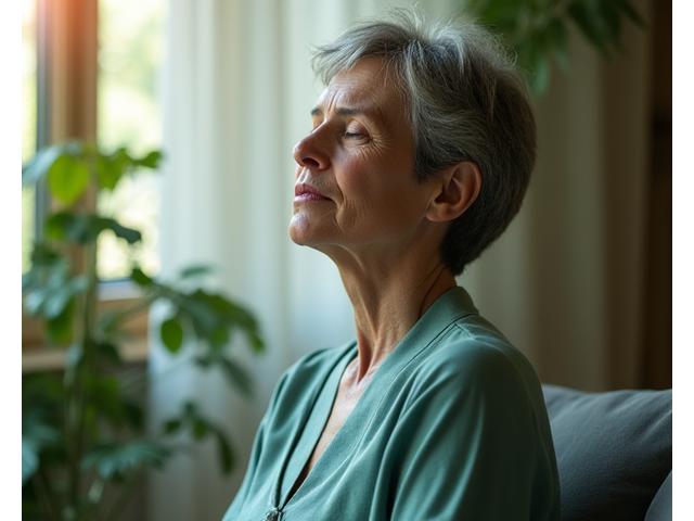 Someone meditating peacefully in a calm setting, representing mental well-being.